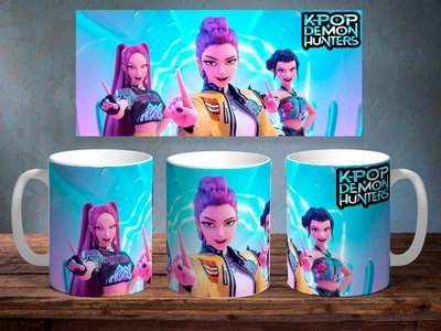 Чашка з принтом k-pop demon hunters 2 330 мм Біла
