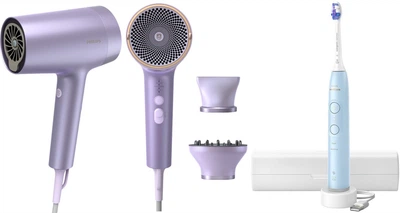 Набір Philips Фен BHD720/10 серії 7000 + Електрична зубна щітка Sonicare HX7406/02 серії 6100