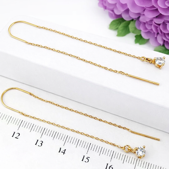 Серьги протяжки Xuping Jewelry длина 6.5см медицинское золото позолота 18К с1675