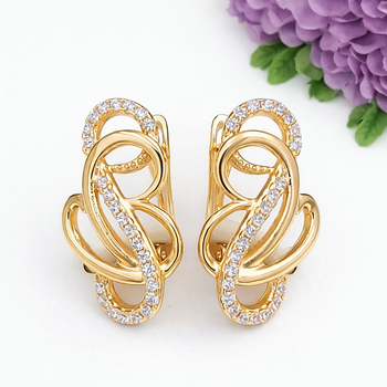 Сережки Xuping Jewelry довжина 2.3см ширина 1.2см медичне золото позолота 18К с1669