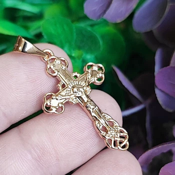 Крестик Xuping Jewelry длина 3.8см ширина 2см медицинское золото позолота 18К на цепочку до 5мм к340