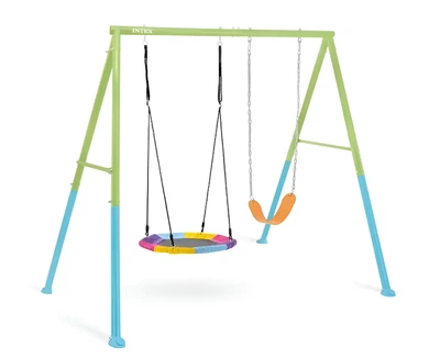 ДитячІ гойдалкИ Intex 44125 "Гніздо Аїста 2-в-1" для веселих ігор на свіжому повітрі 254 x 235 x 200 см, для дітей 3–10 років (IND-44125)