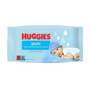 Серветки вологі Huggies Pure Quad 56