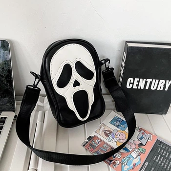 Сумка месенджер через плече крос-боді Крик череп скелет привид Scream крос боді чорна