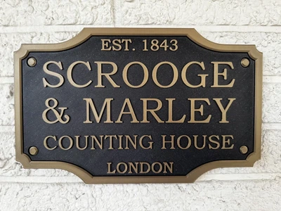 Табличка Scrooge & Marley Counting House за мотивами Різдвяної пісні. Aivory