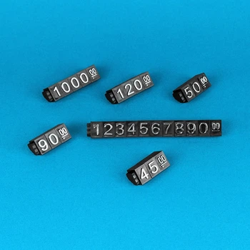 Набор пластиковых ценников с цифрами Lesko L 100 шт 6×9 мм черный с серебряными цифрами для товаров на витрину