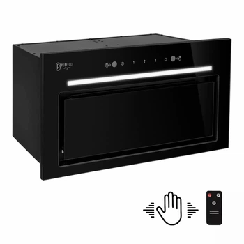 Кухонна витяжка з керуванням жестами Perfelli Design FILINI 5 NERO, чорна повновбудована потужна витяжка на кухню