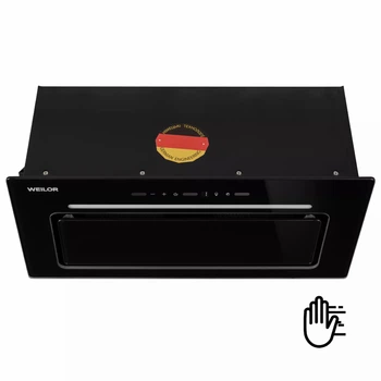 Кухонная вытяжка с управлением жестами Weilor LUMINA WBG 68 BLACK, черная полновстроенная мощная вытяжка на кухню