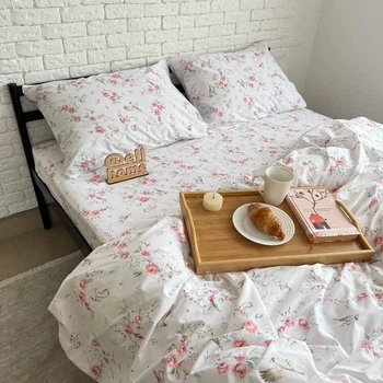 Комплект постельного белья Ell Home (турецкий ранфорс) Клумба двуспальный 70/70 на резинке 160/200/35