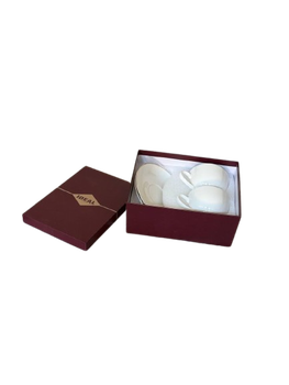 Чашка с блюдцем (2 шт) от IDEAL Сеramic, костный фарфор, 250 мл, белая с золотым кантом в подарочной упаковке