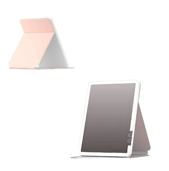 Зеркало для макияжа, косметическое зеркало с подсветкой DOCO Daylight Portable Flat Mirror Pro 11" розовое (FM008P)