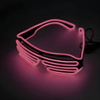 Светодиодные LED EL очки RESTEQ (розовые) — светящиеся неоновые очки для вечеринок, пати, фестивалей, концертов и ночных клубов