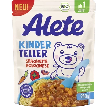 Детское пюре Alete Kinderteller Спагетти Болоньезе, с 1 года, органическое, без соли, 250 г