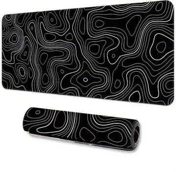 Килимок для миші 900х400х2 мм. Black Contour, черный с линиями, из ткани и резины, Control-поверхность, прошитые края