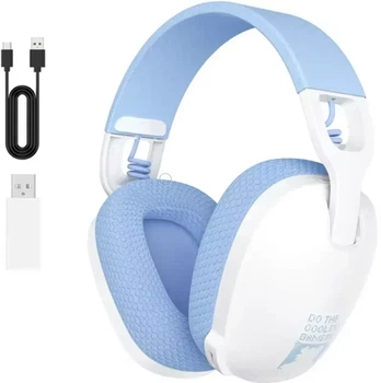 Беспроводные игровые наушники ONIKUMA B2 White Blue Геймерская гарнитура с микрофоном и 2.4 ГГц / Bluetooth