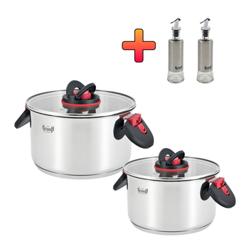 Набір із 2-х каструль Prime Chef 4,7л та 6,1л + ПОДАРУНОК: Ємності для олії та оцту 300мл