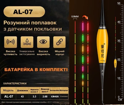 Поплавок светодиодный ночной AL-07 LED для ночной рыбалки, без датчика батарейка в комплекте