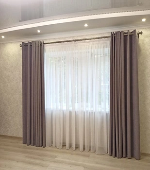 Тюль готовий Soft льон 4.00 м ширина х 2.50 м висота білий гладкий з утяжувачем