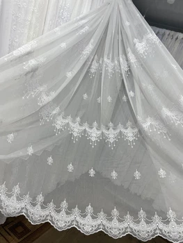Тюль «Ренесанс» бамбук з вишивкою білий, висота 2,90 м х 1 м.пог.