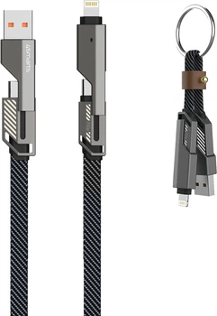 Кабель 4smarts USB-C Cable ComboCord Flat 240W, 1.5 m and Keyring Cable Graphite (4252011911363)