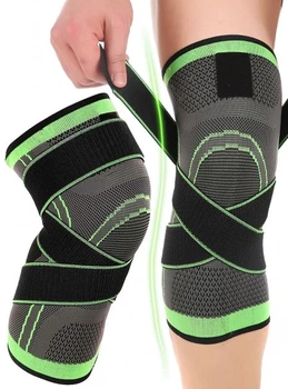 Наколенник компрессионный Knee Support Copper бандаж коленного сустава фиксатор колена от травм и растяжений черно-зеленый (994940)