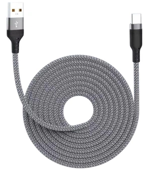 Нейлоновий кабель USB - Type-c для швидкого заряджання смартфонів \ 2 метри \ Сірий