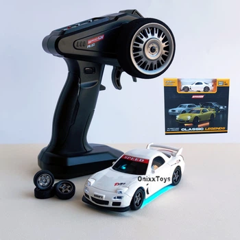 Мини дрифт машинка Мазда Mazda RX-7 Mini Drift 1:43 4WD — скорость до 15 км/ч, LED подсветка, USB (White)
