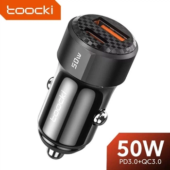 Автомобильное зарядное устройство 50W Toocki TQ-CC25 PD+QC 1C+1A Fast Car Charger