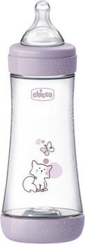 Бутылочка для кормления пластиковая Chicco Perfect 5 с силиконовой соской 4+ месяцев 300 мл Розовая (20235.12.40)