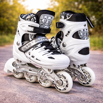 Детские ролики Scale Sports White LF 905 белые регулируемый размер 29–33