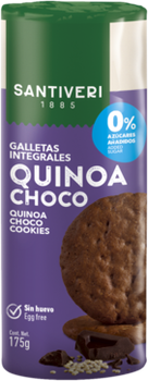 Czekoladowe ciasteczka Santiveri Digestive Quinoa Choco z komosą ryżową w czekoladzie bez cukru 175 g (8412170039292)