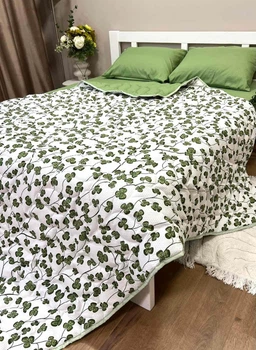 Постільна білизна з жатки з літньою ковдрою Півтораспальна 150 x 220 см Зелена