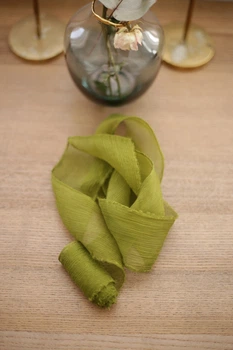 Жатый шелк лента для декора VTILENE, Bright olive, 2.5 см, 3 м