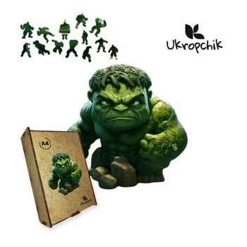 Пазл Ukropchik деревянный Супергерой Халк size - M в коробке с набором-рамкой (Hulk Superhero A4) Ukropchik Hulk Superhero A4 1025561