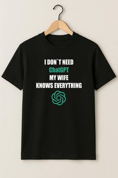 Футболка Sol's I Don’t Need ChatGPT, My Husband Knows Everything S Чорна