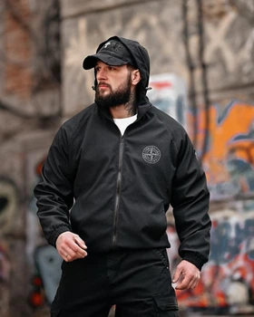 Мужская демисезонная ветровка Stone Island L черная (95364)