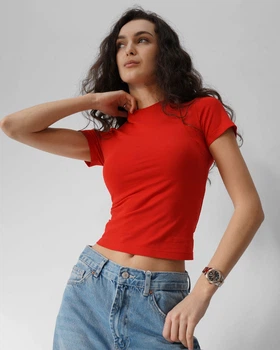 Футболка жіноча приталена Slim Standart CRC FS-261-14 57813 M червоний