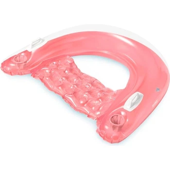 Надувне крісло-шезлонг Intex 152x99 см з ручками і підсклянником 58859_Pink