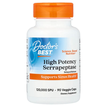 Серрапептаза Doctor's Best "High Potency Serrapeptase" 120000 SPU, усиленная (90 капсул)