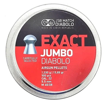 Кулі JSB Exact Jumbo 5.52 мм (1.03 г) 500 шт, важкі, для PCP та Field Target, Чехія