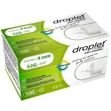Инсулиновые иглы Droplet 4 мм*0,23 мм, 32G для инсулиновых шприц-ручек