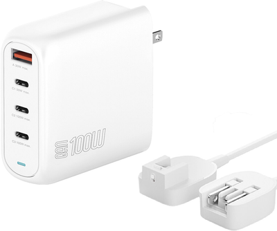 Мережевий зарядний пристрій 4smarts Travel  GaN Flex Pro 100W 3 USB-C+1 USB-A White (4252011910243)