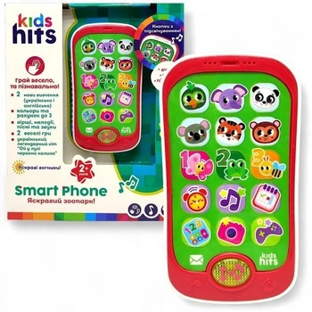 Телефон дитячий музичний інтерактивний Kids Hits Яскравий зоопарк 8x14x2 см для навчання KH03/004