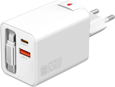 Мережевий зарядний пристрій 4smarts Flex Jojo GaN 65W White (4252011911738)