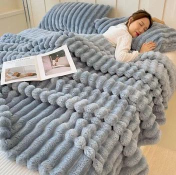 Плед мягкий на диван и кровать Shar Pei LUX 200х230см (Евро), теплый фактурный плед-покрывало Серый