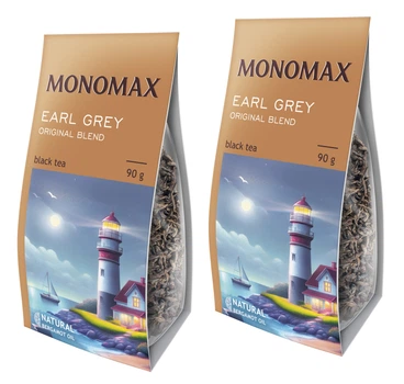 Упаковка чаю чорного Мономах Earl Grey з цедрою апельсина, пелюстками квітів та натуральною олією бергамота 90 г х 2 шт (2000989451099)