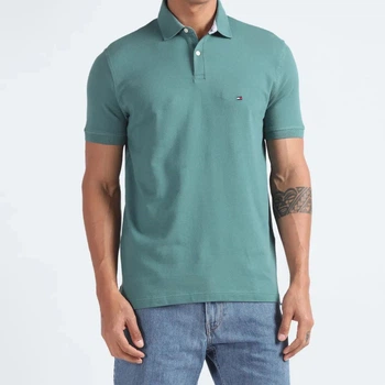 Футболка чоловіча поло Tommy Hilfiger, regular fit, стрейч, бірюзова, розмір M