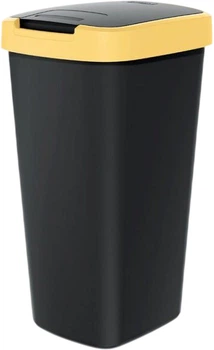 Відро для сміття Prosperplast Compacta Q прямокутне з кришкою 25 л Чорний/Жовтий (5905197460833)
