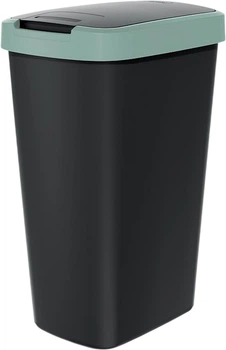Відро для сміття Prosperplast Compacta Q прямокутне з кришкою 45 л Чорний/Зелений (5905197460918)