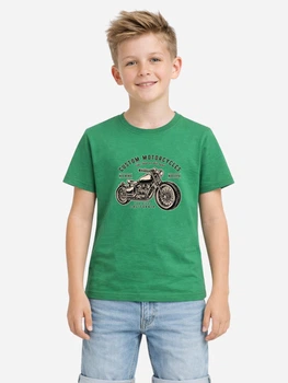 Подростковая футболка для мальчика Наталюкс Motorcycle 12380586024 158-164 см Зеленая (1238058602471)